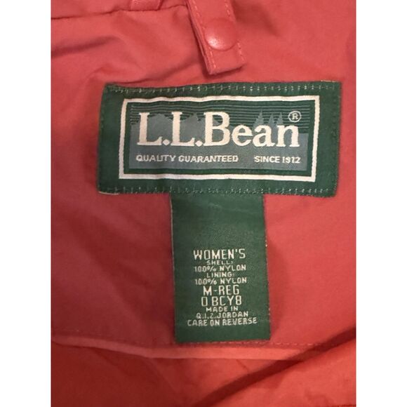 Vintage LL Bean Rain Jacket Hood Coral Orange Weather Channel Nylon Women Medium - Picture 7 of 16